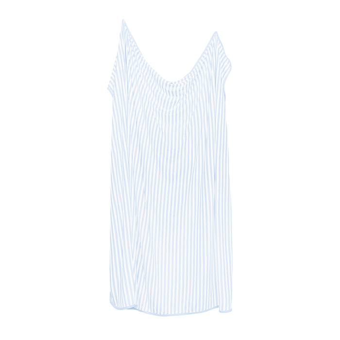 Product photo of Swaddle Blanket in Small Mist Stripe shown unswaddled