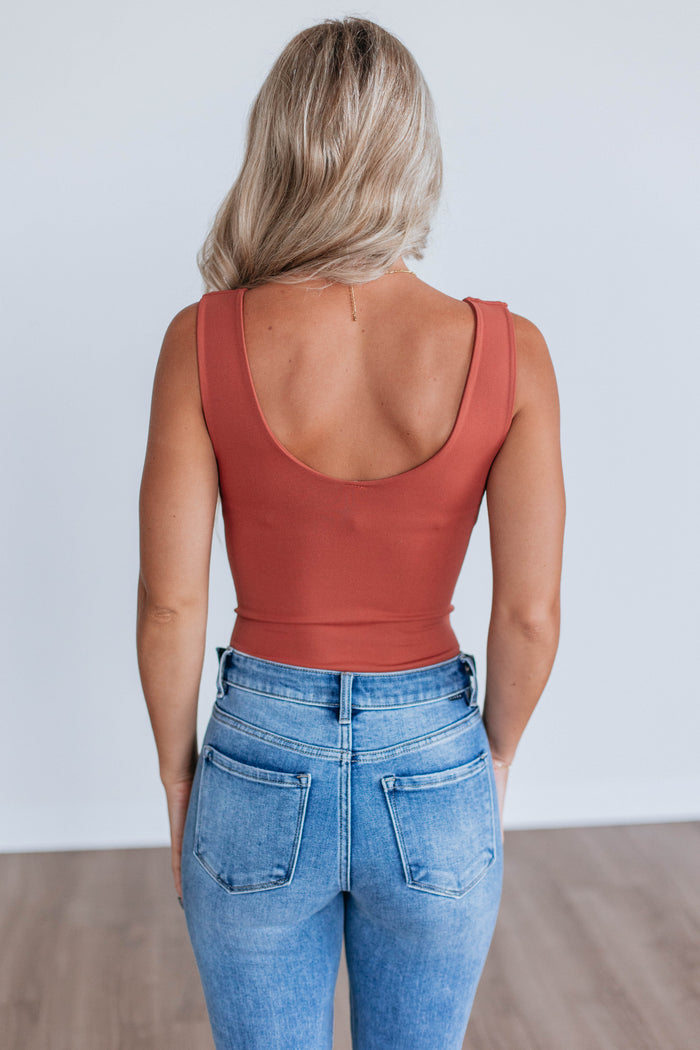 Sweet & Simple Bodysuit - Brick