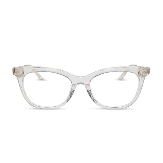 diff eyewear featuring the sylvia cateye prescription glasses with a crystal clear frame front view