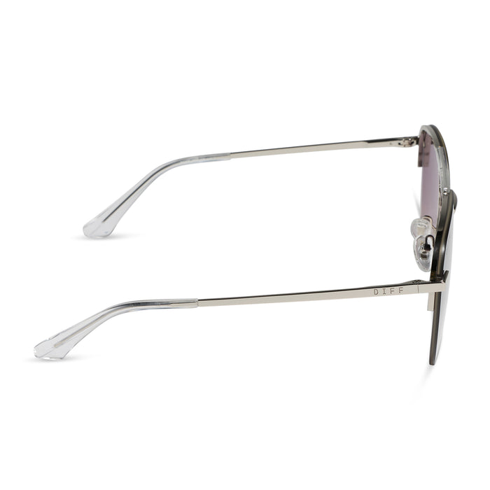 diff eyewear featuring the tahoe aviator sunglasses with a silver metal frame and slate blue gradient flash polarized lenses side view
