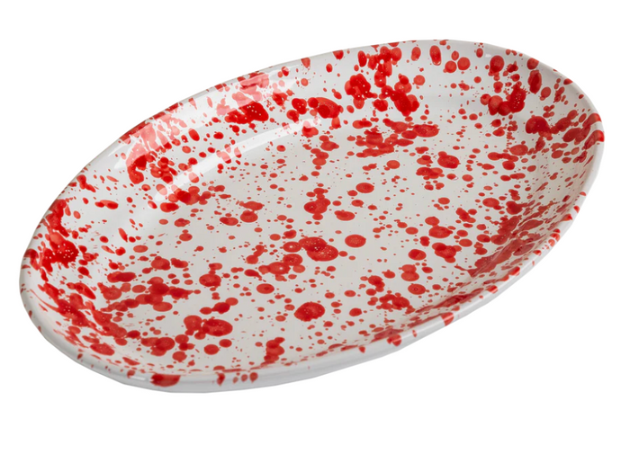 Taverna Speckled Oval Platter, Red/White