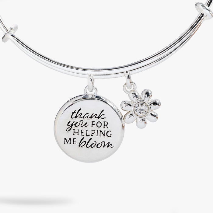 Thank You For Helping Me Bloom' Charm Bangle