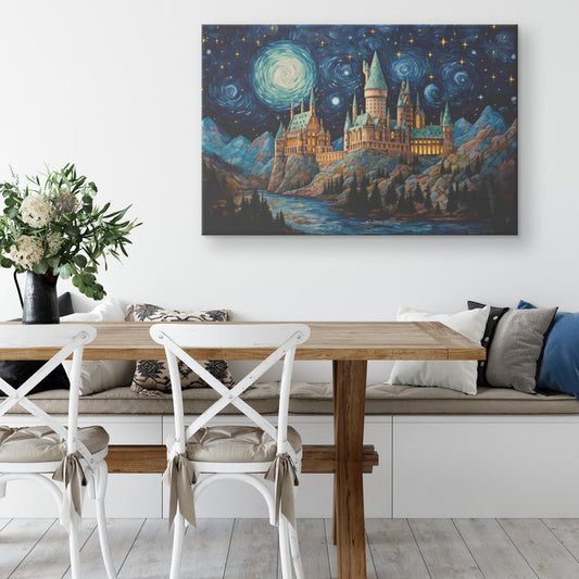 The Castle Starry Night Canvas Print