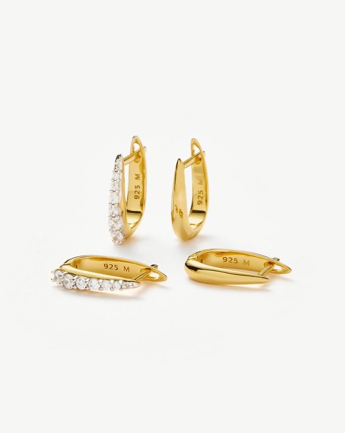 Claw Pave Huggies Earring Set | 18ct Gold Plated Vermeil/Pavé Earrings Missoma