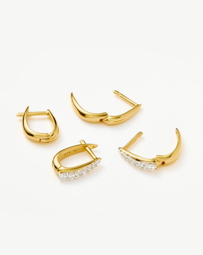 Claw Pave Huggies Earring Set | 18ct Gold Plated Vermeil/Pavé Earrings Missoma