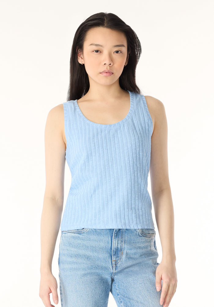 Buffalo Women Tanks Blue Knit Tanks Versatile Layering Tank Ribbed Knit Texture