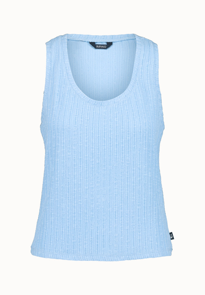 Buffalo Women Tanks Blue Knit Tanks Versatile Layering Tank Ribbed Knit Texture