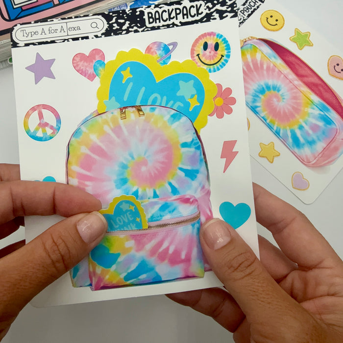 Tie Dye Backpack Jumbo Journaling Sticker Pocket