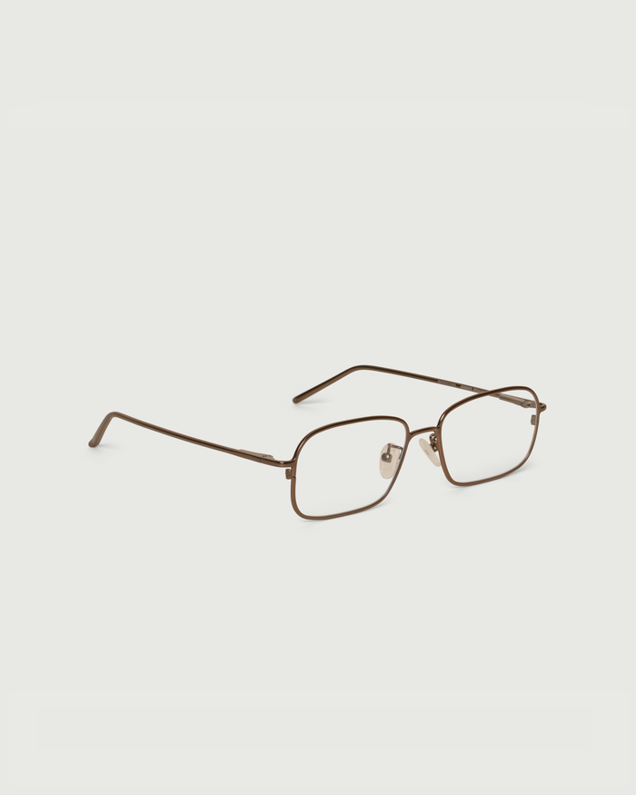 Brass::Toma Eyeglasses rectangle Brown metal front diagonal