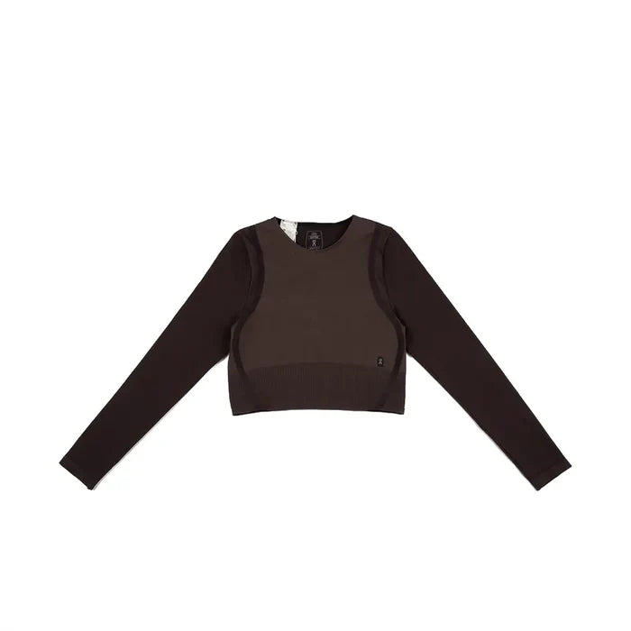 W Studio Knit Long-T Crop 'Pebble Black'