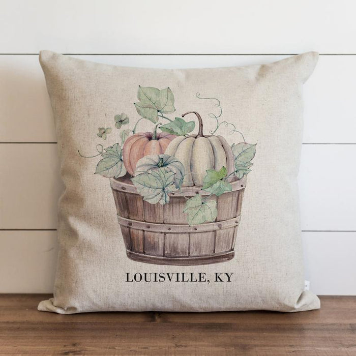 Watercolor Basket of Pumpkins Custom Pillow Cover