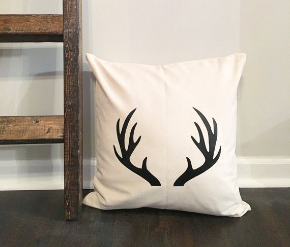 White Antler Pillow Cover