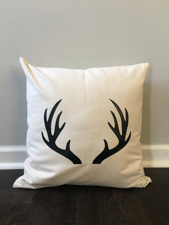 White Antler Pillow Cover
