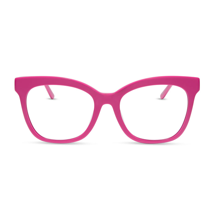 diff eyewear featuring the winston cat eye glasses with a bright pink frame front view