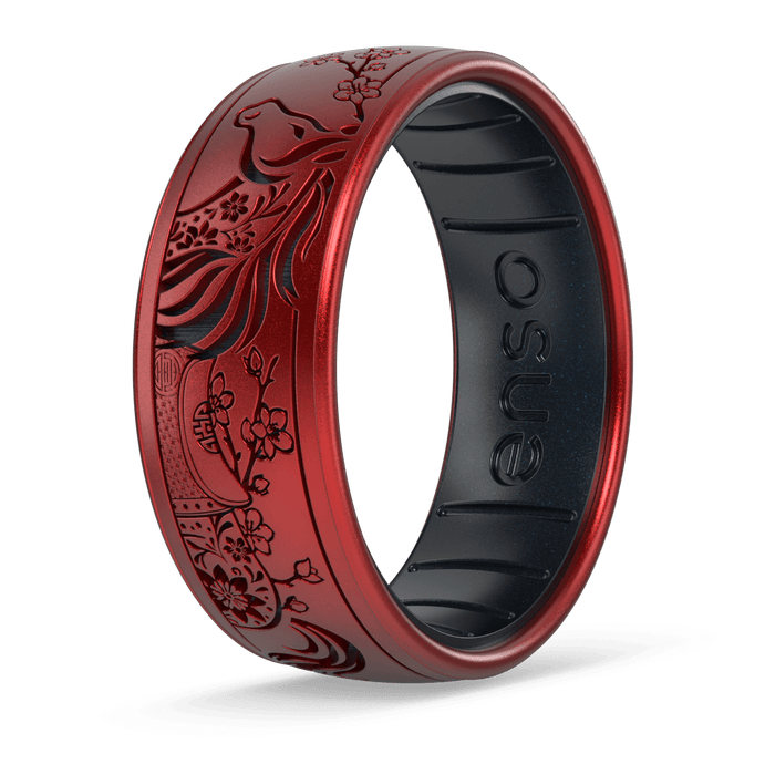 Etched Lunar New Year Silicone Ring - Year of the Horse Ruby