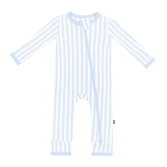 Product photo of Kyte Baby's Zippered Romper in Small Mist Stripe